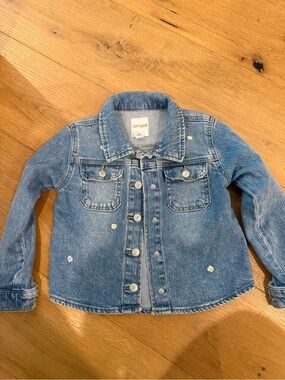 Cat & Jack Blue Denim Jacket with Daisy Accents